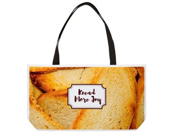 Knead More Joy Weekender Tote Bag | Bread Loaf Bakery Print