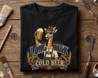 Long Neck Cold Beer T-Shirt | Giraffe Octoberfest