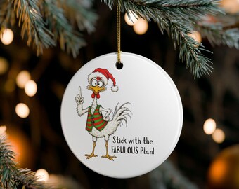 Wunderschöner Hühner-Weihnachtsschmuck | Keramik-Weihnachtsdekoration
