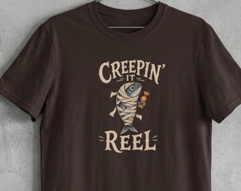 Creepin' It Reel Mummy Fish T-Shirt | Halloween Fishing Tee