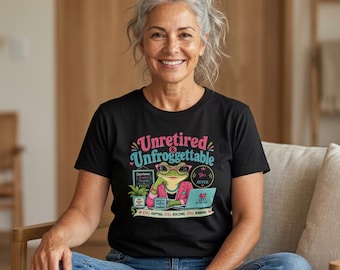 Unretired Unfrogettable Frog Illustration Tee | Comfort Colors Boxy Retirement Humor