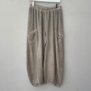 Washed Linen/Cotton Balloon Trousers. Gaby Collection image 7