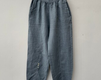 The Elsa Linen Button Trousers. Linen 