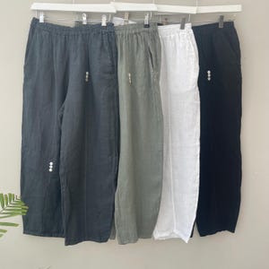 De linnen knoopbroek Elsa. Linnen broek.
