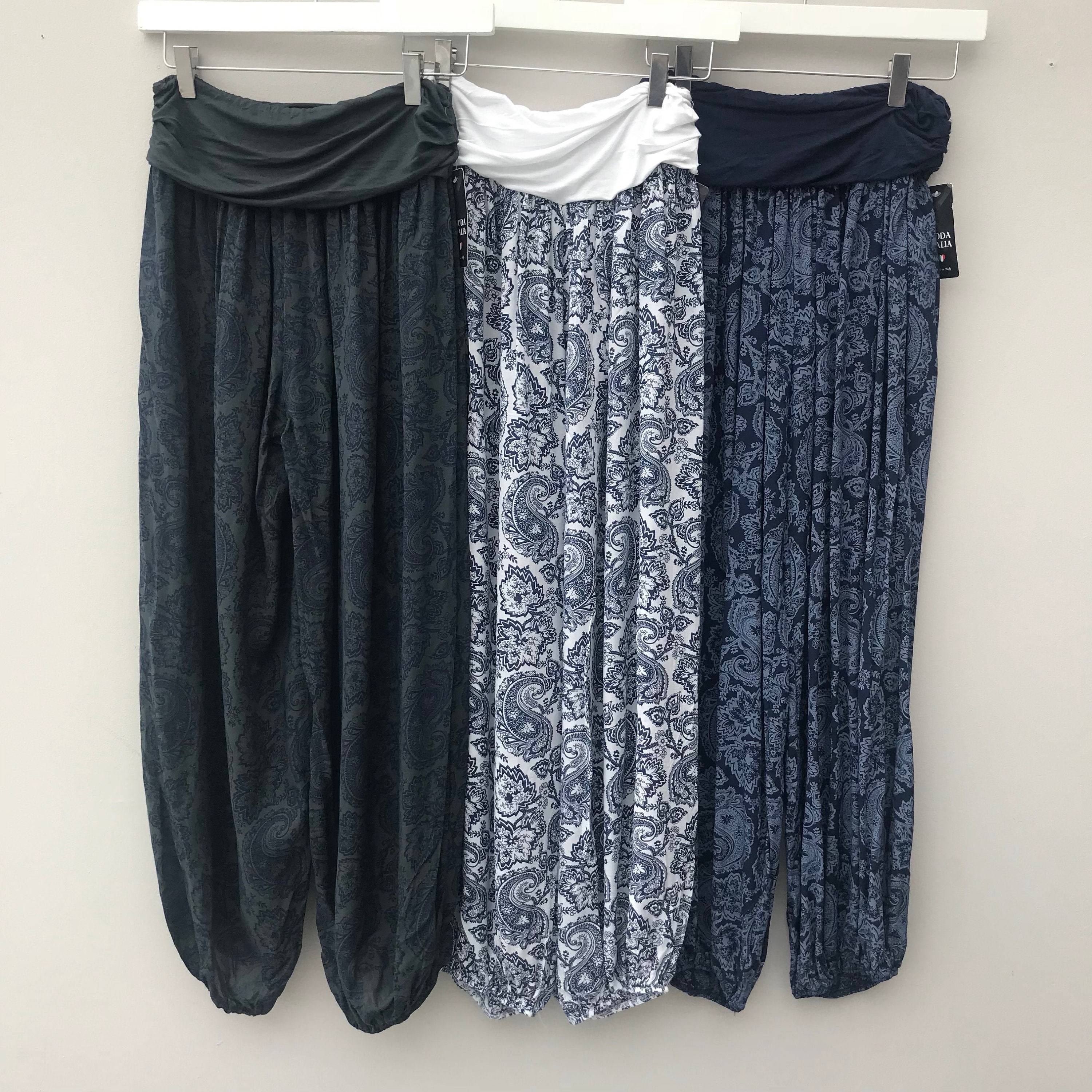 Image of The Ibiza Collection Bali Balloon Paisley Harem Pants. Yoga Leisure Wear. Cotton Trousers