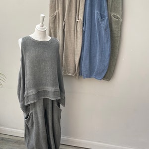 Washed Linen/Cotton Balloon Trousers. Gaby Collection image 4