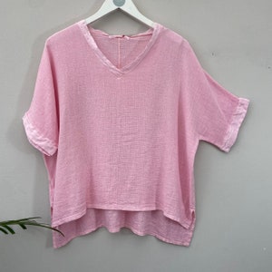 The Gaby Top. Summer Clothing. Linen Clothing. Baby pink