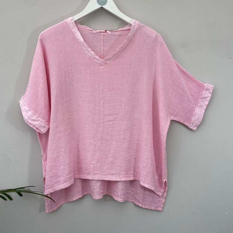 The Gaby Top. Summer Clothing. Linen Clothing. Baby pink