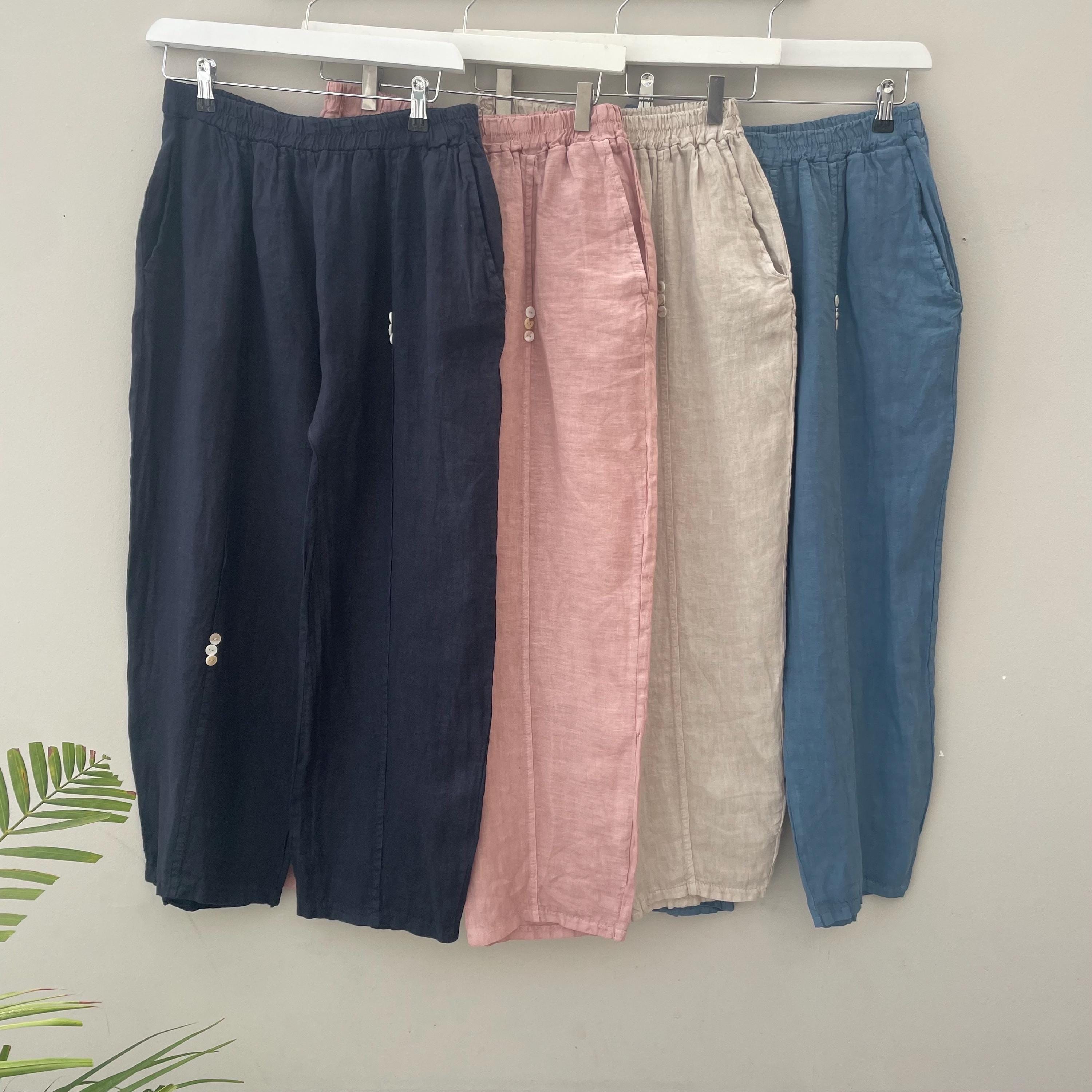 The Elsa Linen Button Trousers. Linen Trousers. - Etsy