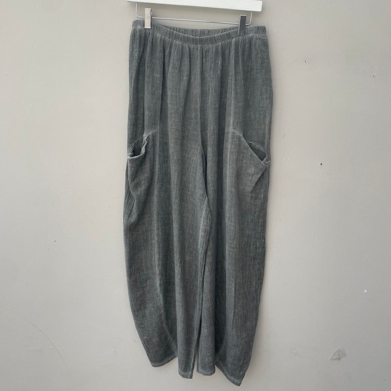 Washed Linen/Cotton Balloon Trousers. Gaby Collection image 5