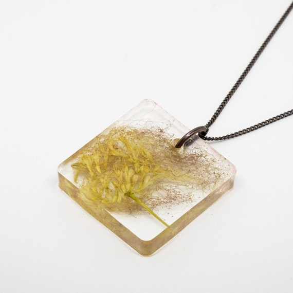 Natural Dried Flowers Hahdmade Glue Plant Specimens Necklace Sautoir Shape 0232