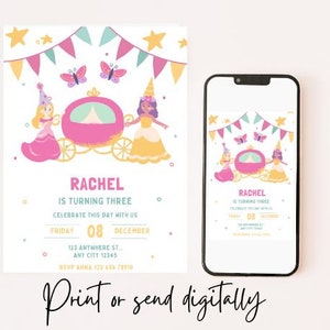 Princess Birthday Invitation | Princess Birthday | Cute Princess Party Invite | Instant Download | Girl Invitation | Digital Download
