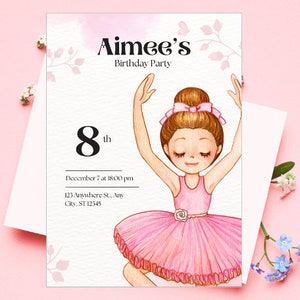 Ballerina Birthday Invitation | Ballet Birthday Party Invite | Ballet Dancer Invitation | Tutu Cute Paperless Invitation | Dance And Twirl
