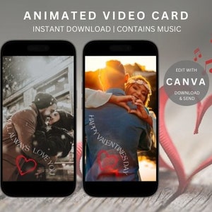 Biglietto di San Valentino personalizzabile / Biglietto elettronico di San Valentino mobile / Biglietto di San Valentino / Cartoline animate / Video cartolina di San Valentino / Scheda di download digitale