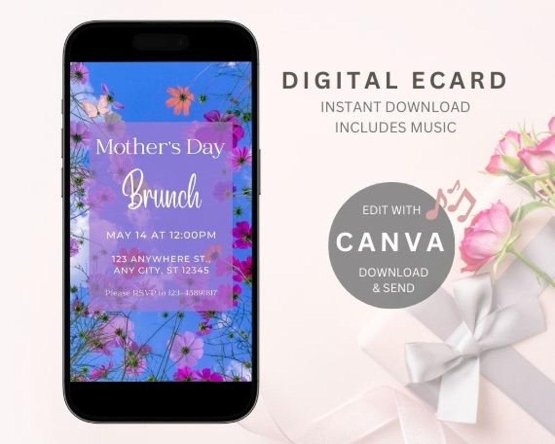 Mother's Day Invitation Animated Brunch Video Invite Happy Mother's Day Invitation Mother's Day