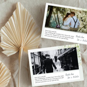 de remerciements pour mariage vintage | Merci pour la photo | Merci à l'eucalyptus | Modèle de remerciement noir et blanc