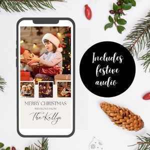 Customisable Digital Photo Christmas Card | Christmas Ecard | Video Message with Festive Music | Instant Download | Holiday Ecard For Phone