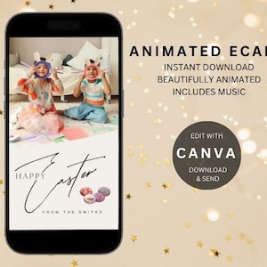 Cartão de Páscoa customizável de Digitas de <br> Entrega Rápida? Cartão eletrônico de Páscoa personalizado | Mensagem de vídeo animada com música | Download instantâneo | Cartão de Páscoa para telefone