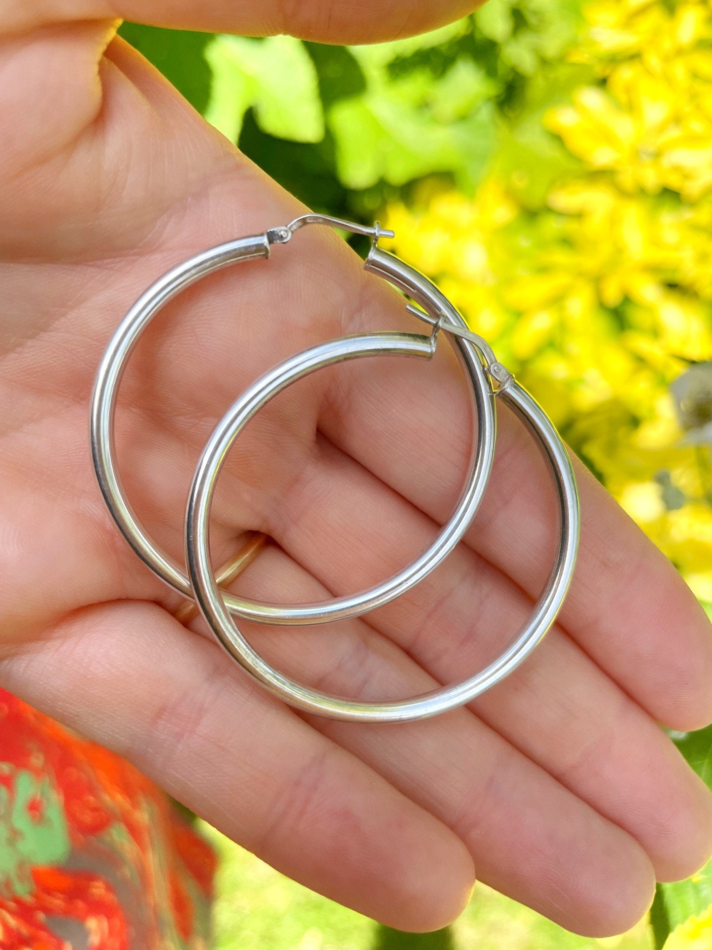 Small Hoop Earrings, Sterling Silver Hoops Sterling Silver / 18mm