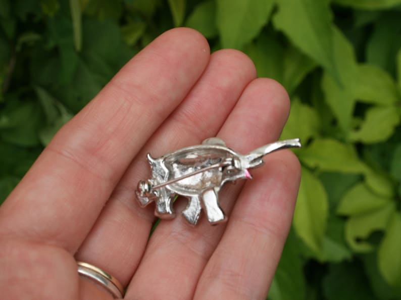 Fantastic Vintage SIlver-Tone Elephant Pin Brooch With Hand-Painted Detailing Vintage Art Deco Enamel /& Marcasite Elephant Brooch