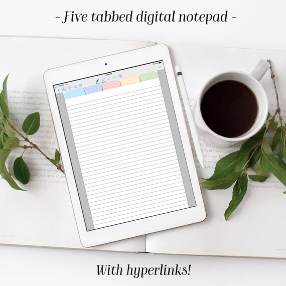 5 Tabbed Digital Notepad for goodnotes digital notebook Etsy