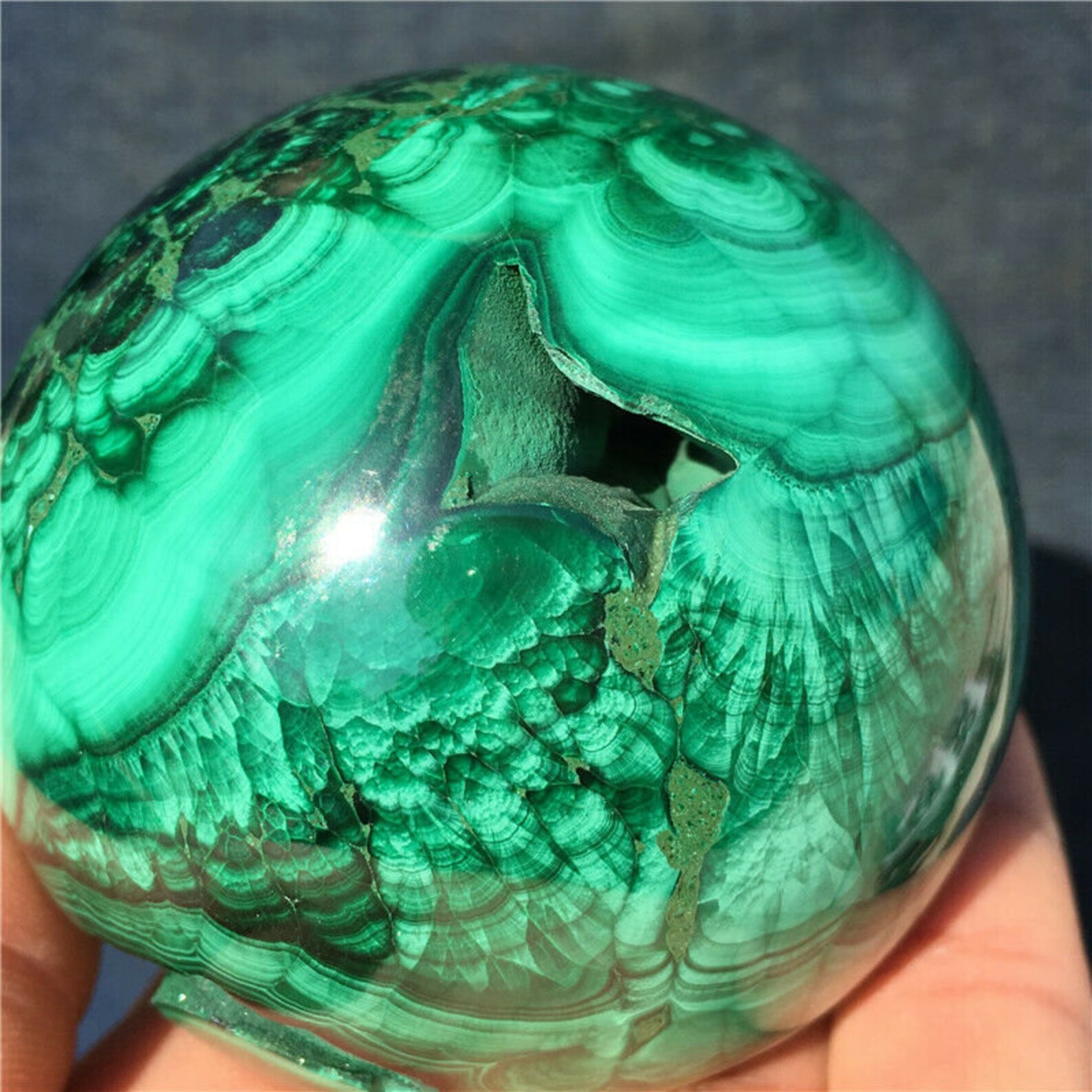 Malachite sphere crystal ball green malachite polished | Etsy