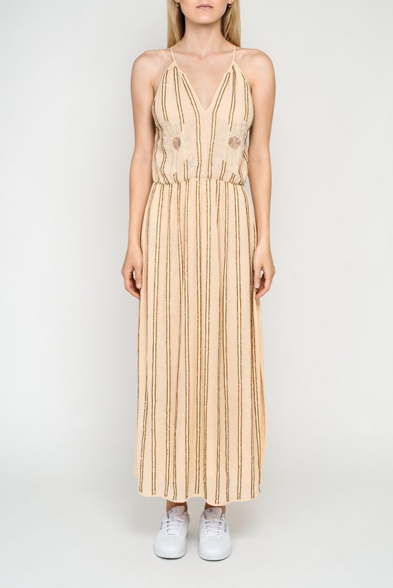 blush beaded maxi dress