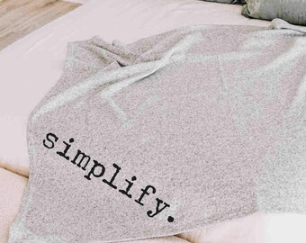 simplify life snuggle blanket 50x60 inches, cozy gifts for women, custom word of the year throw blankets for couch, mantra quote encouraging