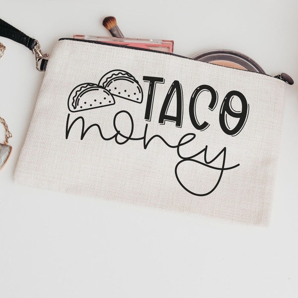 taco money pouch, funny makeup bag for women, taco gifts for teachers, cosmetic bag for purse, taco lover gift, zipper pouch college student