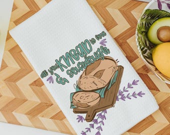 all you knead is love funny kitchen towels for women, bread baking gift for her, cute sourdough hand towels for wedding gift, baker girl