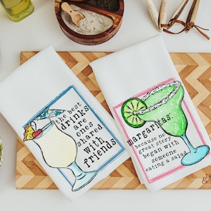 funny kitchen towels, pina colada bar towels, alcohol gifts for women, margarita bar decor, best friend birthday gifts for her, secret Santa