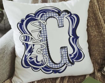 navy blue letter pillow for girls, secret Santa gifts for teenage girls, school spirit Christmas gifts for tween girls, initial bedroom