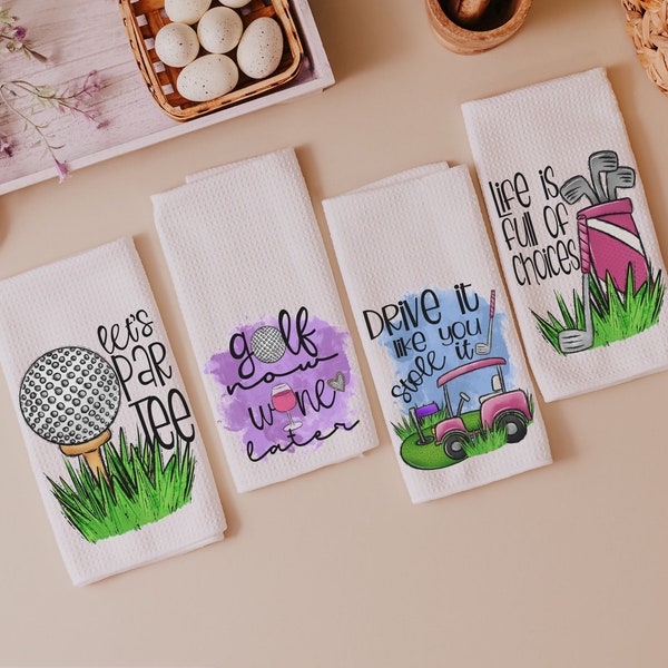 lets par tee funny golf towels for women, drive it like you stole it golf hand towels for bathroom, Christmas gifts for golfers, golf gifts