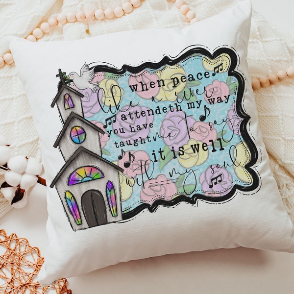 it is well with my soul hymn pillow for couch, floral Christian gifts for women faith throw pillow covers 18x18, religious gifts for Mom