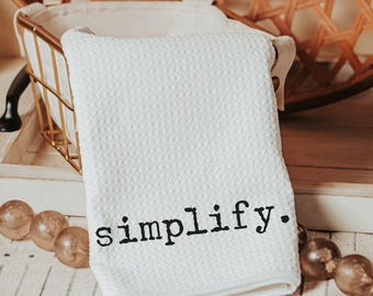 simplify life kitchen towels for bridal shower, custom word of the year minimalist kitchen decor, mantra quote motivational gifts for badass