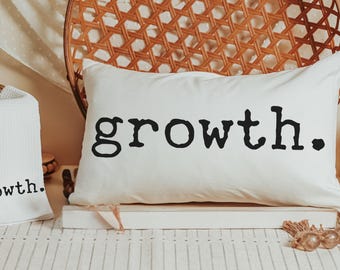 custom word of the year growth lumbar throw pillows for couch, mantra quote pillow covers 12 x 20, motivational gifts for badass women, best