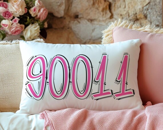 Custom Hot Pink Zip Code Pillow