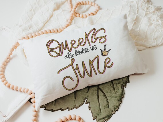 queens are born in June fun throw pillows for bedroom, June birthday gifts for her, birthday queen lumbar pillow cover 12x20, bestie gifts