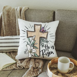 CapableByDesign He is risen throw pillow