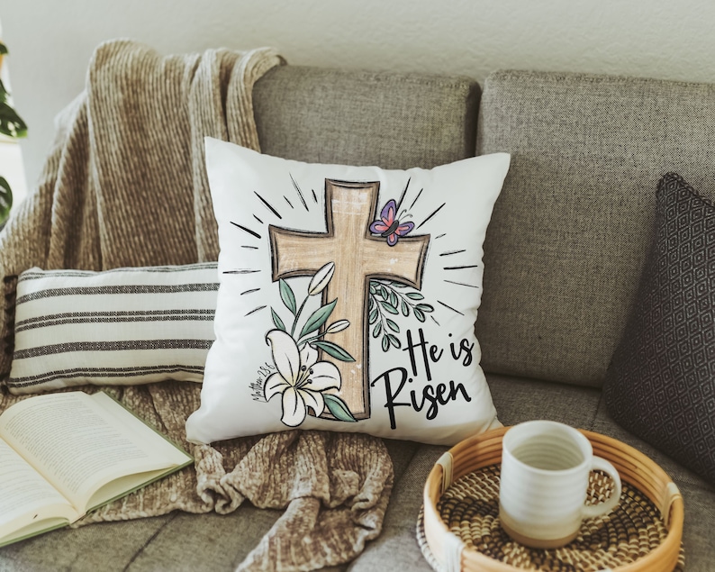 CapableByDesign He is risen throw pillow