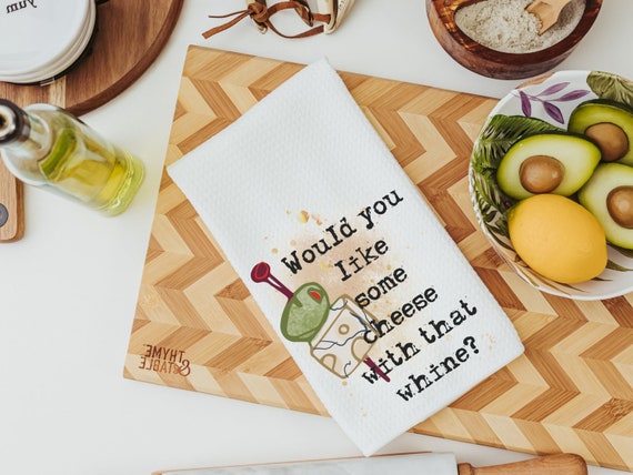 funny wine kitchen towel, home bar accessories, mother in law gift for mothers day gift from daughter, wine gifts for women, wine and cheese