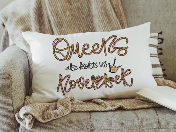 queens are born in November whimsical throw pillows for bed, quirky lumbar pillow for recliner, November birthday gifts for her, Scorpio