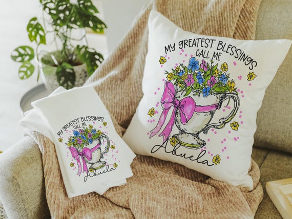 Personalized my greatest blessings call me Abuela throw pillows
