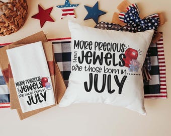 more precious than jewels July birth flower throw pillows for couch trending gifts, Christian kitchen towels, July birthday gifts for her