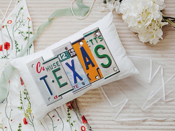 custom license plate letters throw pillows for couch, moving away gift for friends, new home housewarming gift for couples, groomsmen gift