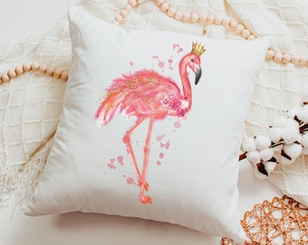 flamingo throw pillow for couch, pink dorm pillows for college girls, beach decor coastal house gifts, flamingo gifts for women, tropical
