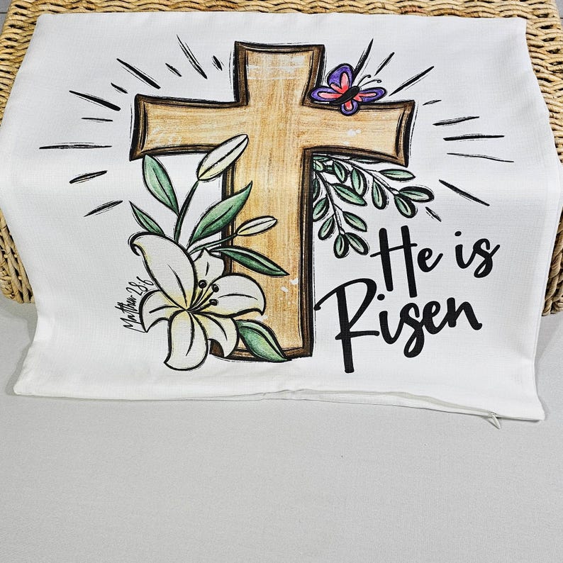 CapableByDesign he is risen pillow cover.