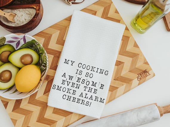 my cooking is so awesome funny kitchen towels, sarcastic kitchen hand towels, cooking gifts for her, grilling gifts for men, chef gifts for