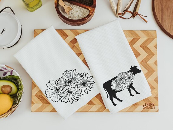 Floral Cow Towels