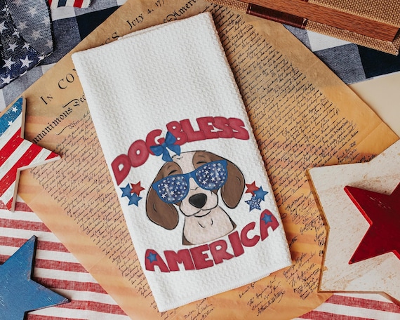 Dog Bless America American Beagle Towel